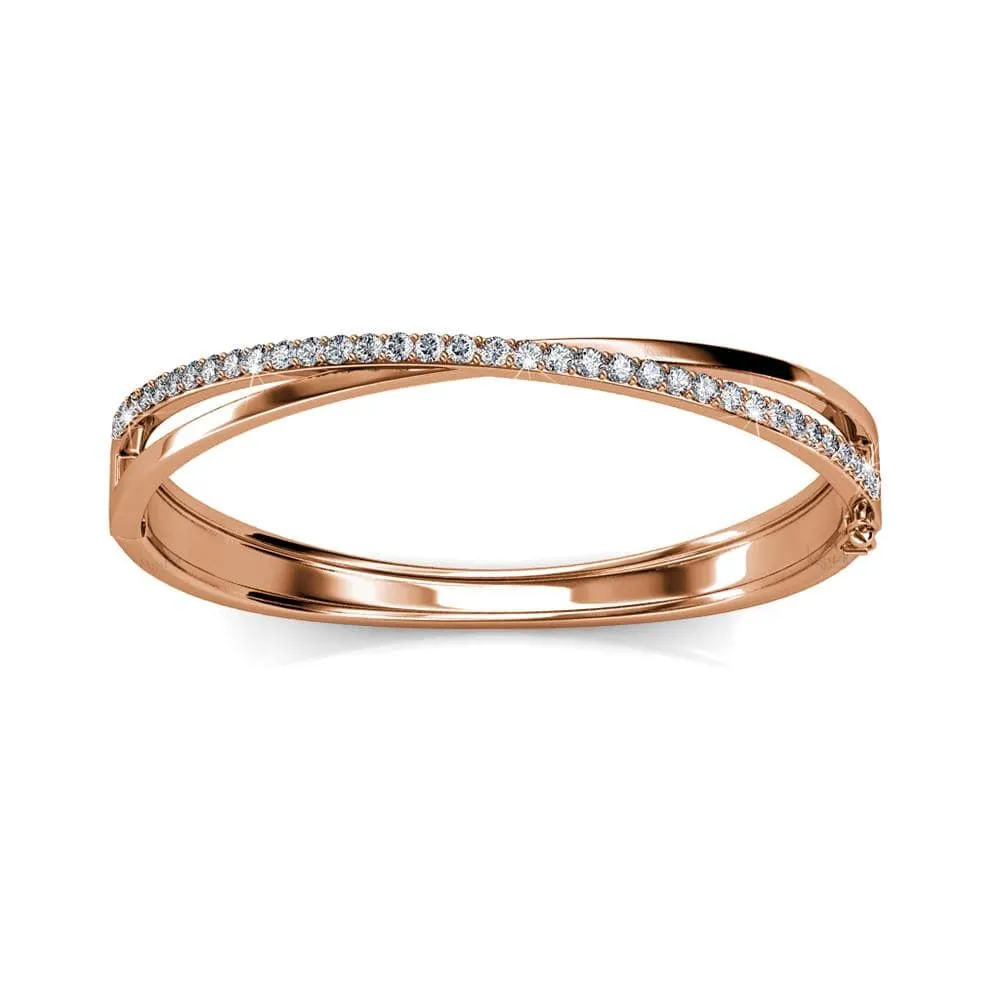 Boxed Lady Bangle And Earrings Set Rose Gold Embellished with SWAROVSKI crystals