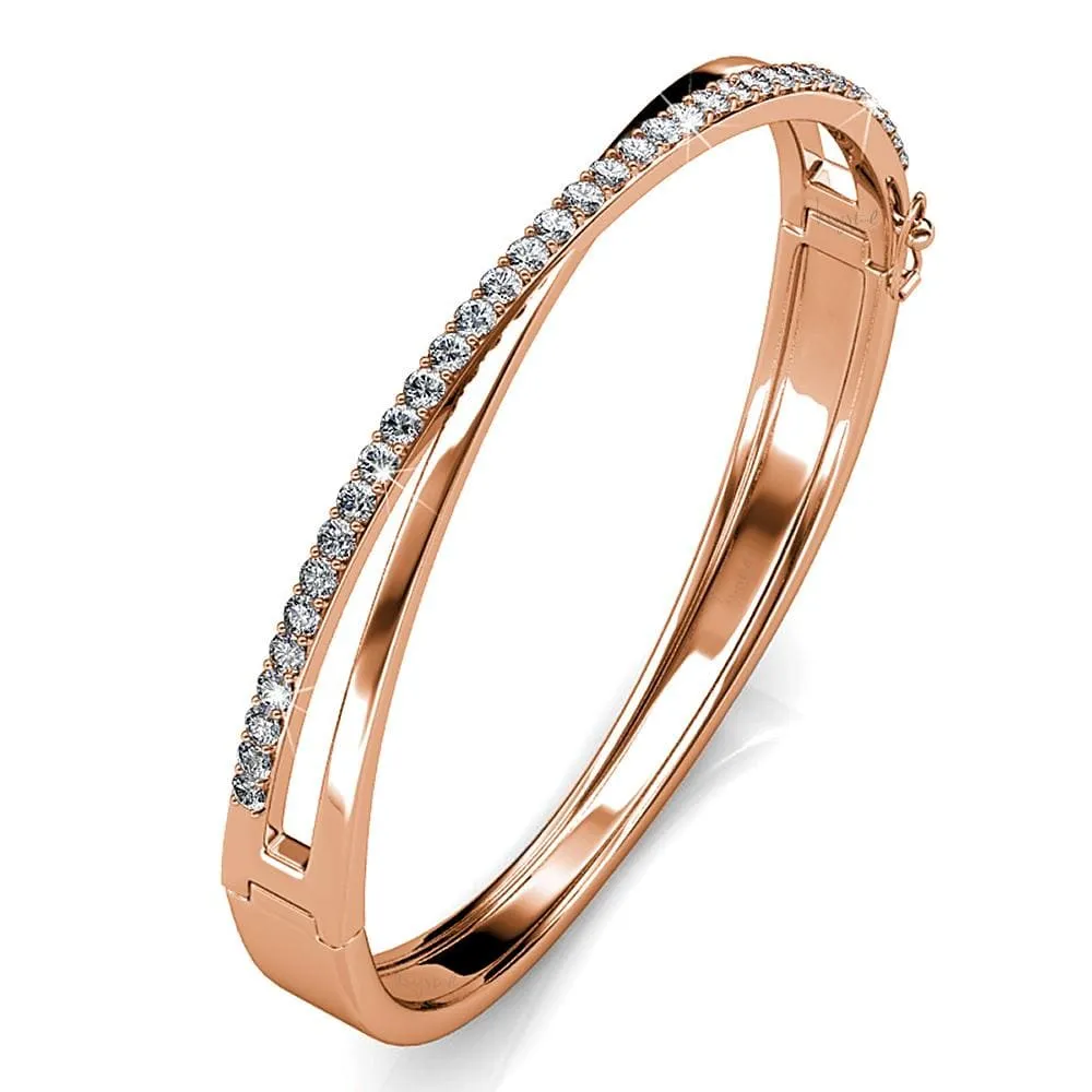 Boxed Lady Bangle And Earrings Set Rose Gold Embellished with SWAROVSKI crystals