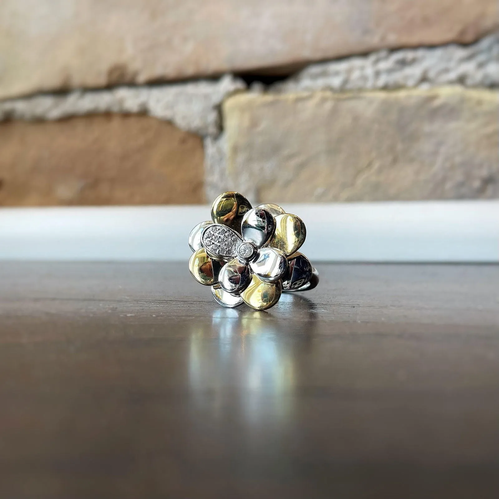 Breuning White Sapphire Flower Ring