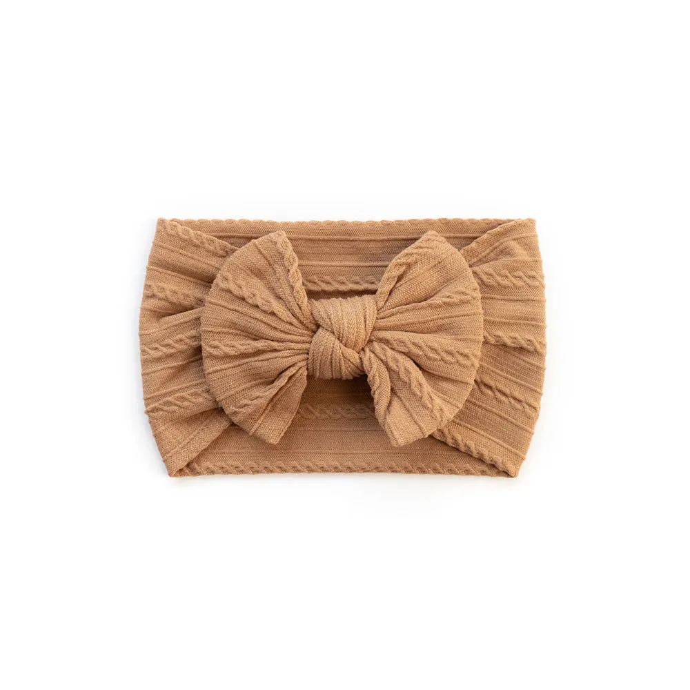 Cable Bow Headband - Clay Tan