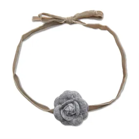 CHARCOAL PAYTON FLOWER RIBBON CHOKER