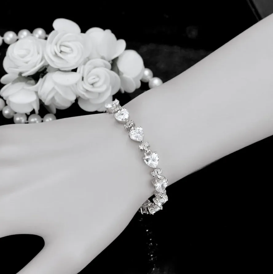 Charlotte - Silver Cubic Zirconia Heart Bracelet