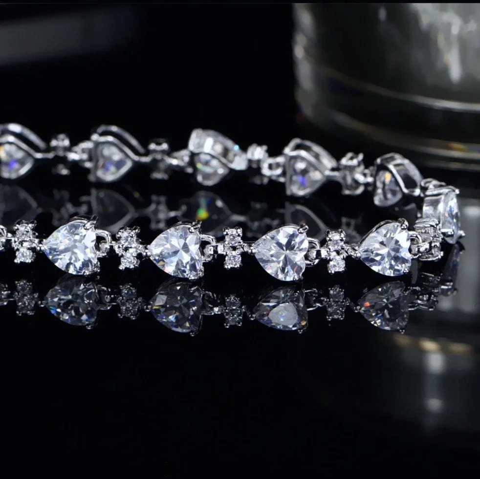 Charlotte - Silver Cubic Zirconia Heart Bracelet