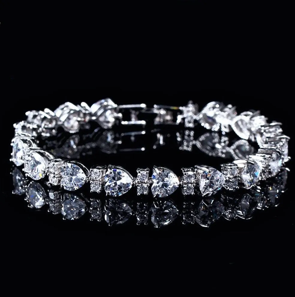 Charlotte - Silver Cubic Zirconia Heart Bracelet