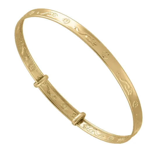 Children's 9ct Gold Hickory Nursery Rhyme Bangle Baptism Bracelet, (0-1 years)