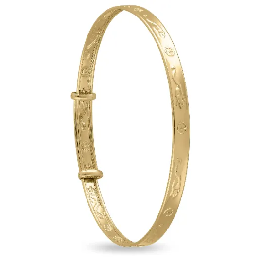 Children's 9ct Gold Hickory Nursery Rhyme Bangle Baptism Bracelet, (0-1 years)