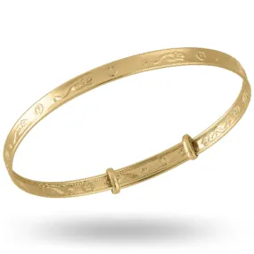 Children's 9ct Gold Hickory Nursery Rhyme Bangle Baptism Bracelet, (0-1 years)
