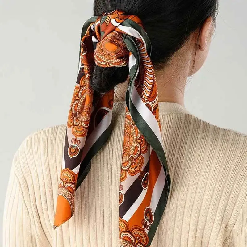 Chinese Style Silk Square Scarf Lotus Design 65 x 65 cm & 88 x 88 cm