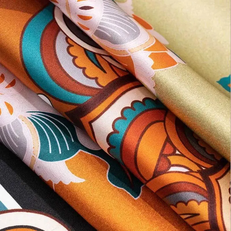 Chinese Style Silk Square Scarf Lotus Design 65 x 65 cm & 88 x 88 cm