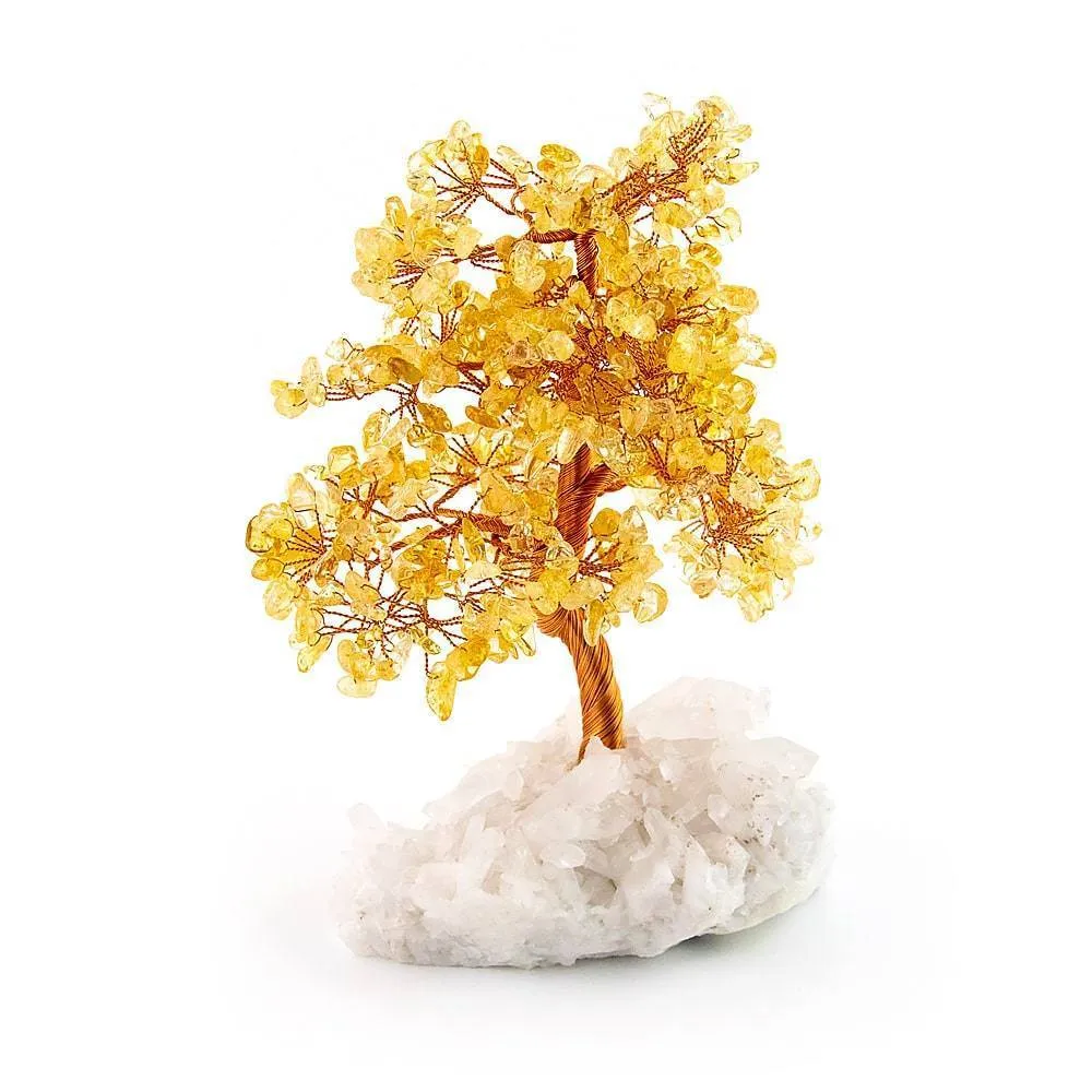 Citrine Copper Tree on White Crystal Base