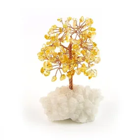 Citrine Copper Tree on White Crystal Base