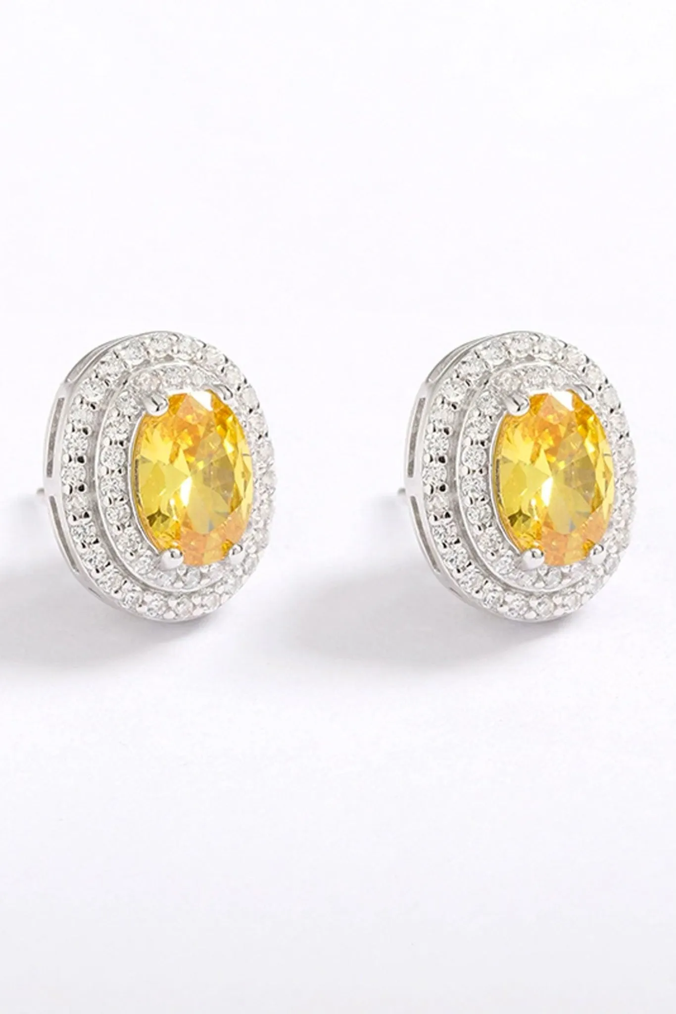 Citrine Oval Zirconia Earrings