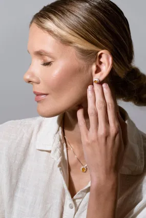 Citrine Oval Zirconia Earrings