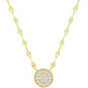 Classic Women's Choker Necklace - GP Sterling Circle Pave CZ Mirror Chain | M-6969