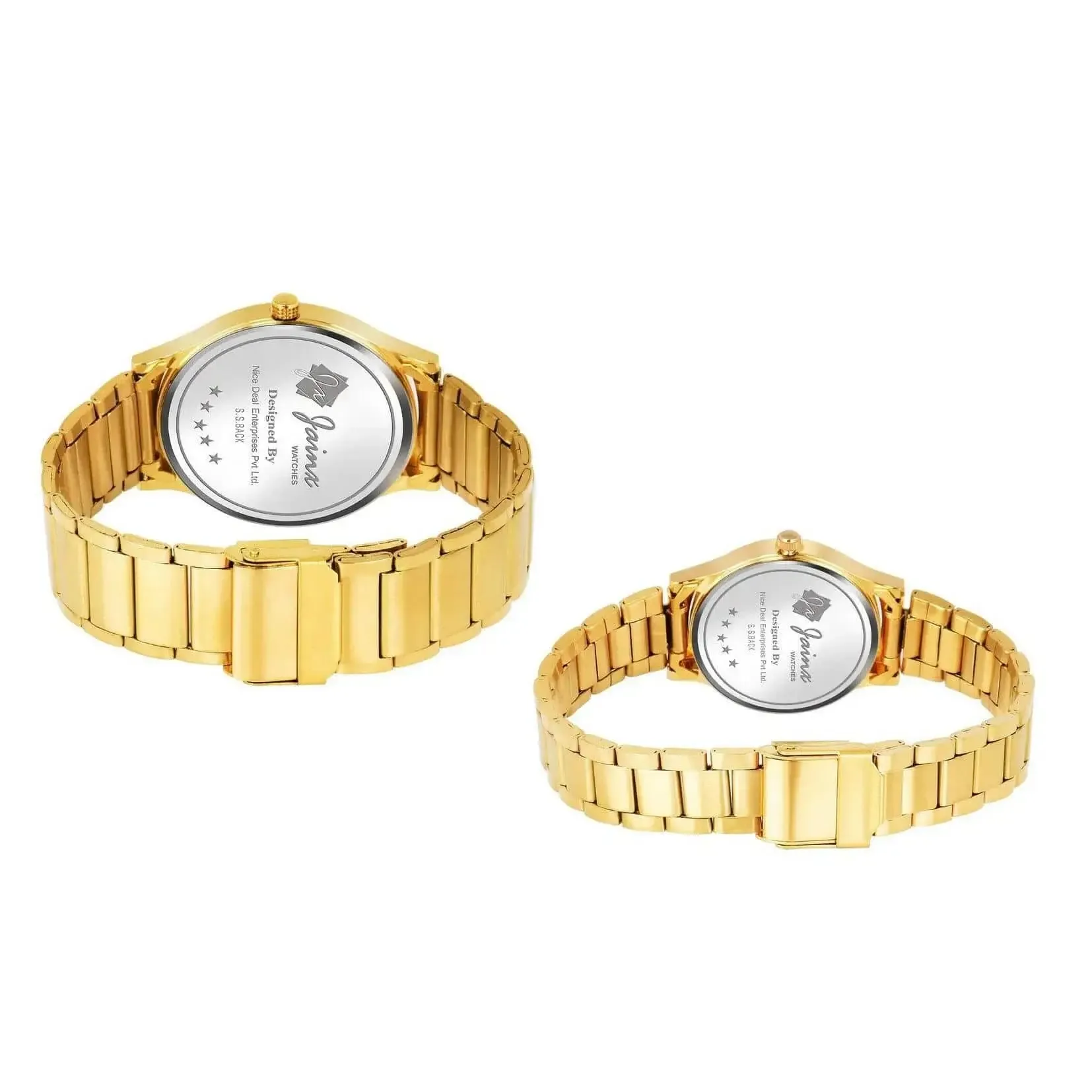 Couple's Premium Golden Chain Analog Watch - Jainx JC481