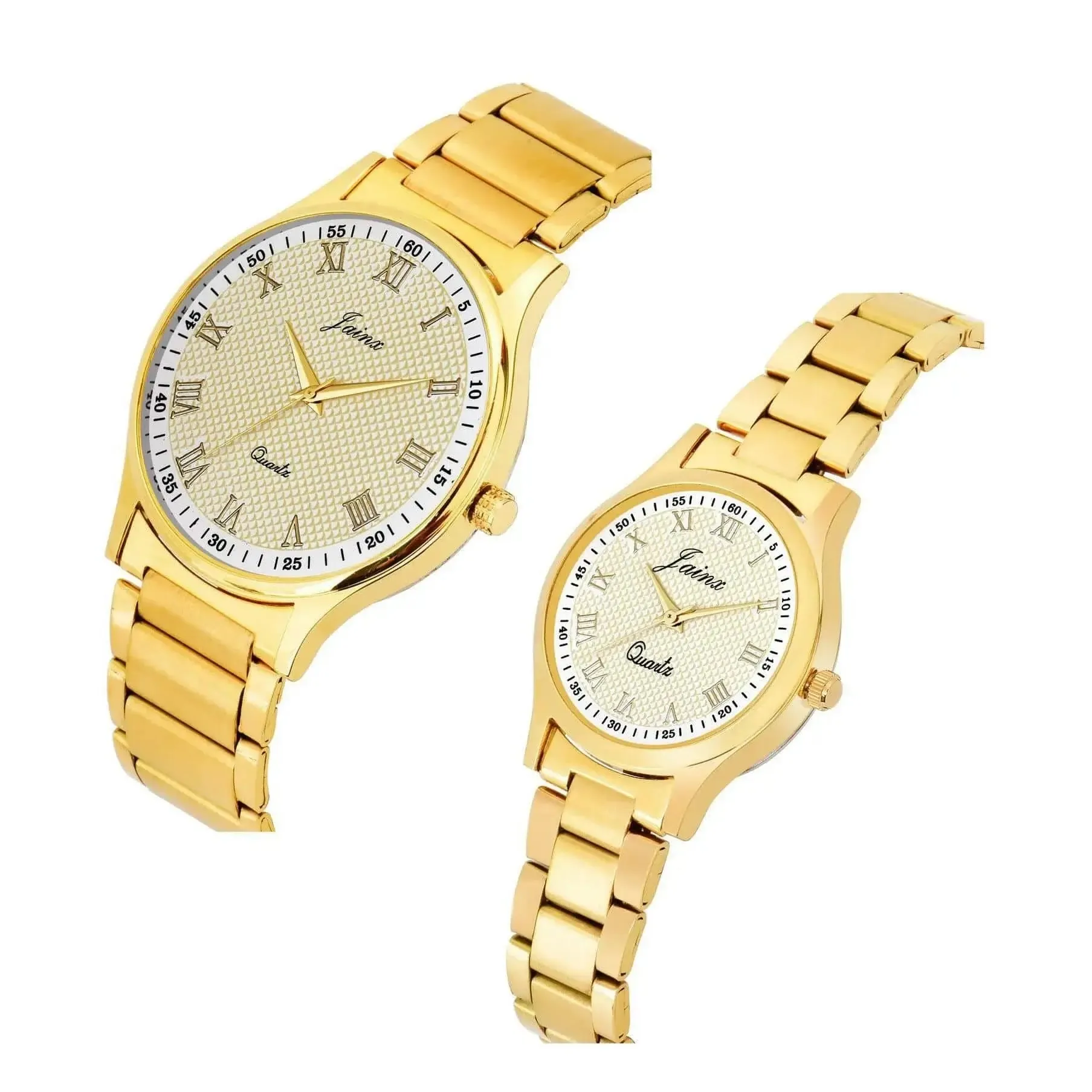 Couple's Premium Golden Chain Analog Watch - Jainx JC481