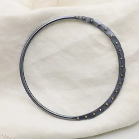 Crescent Bangle in Oxidized Sterling Silver & 18K Gold