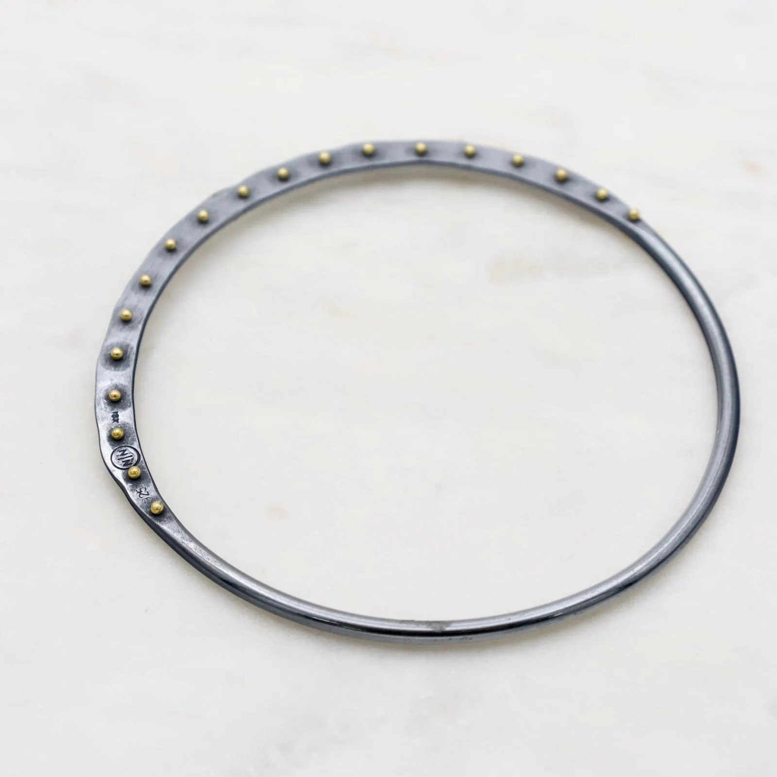 Crescent Bangle in Oxidized Sterling Silver & 18K Gold