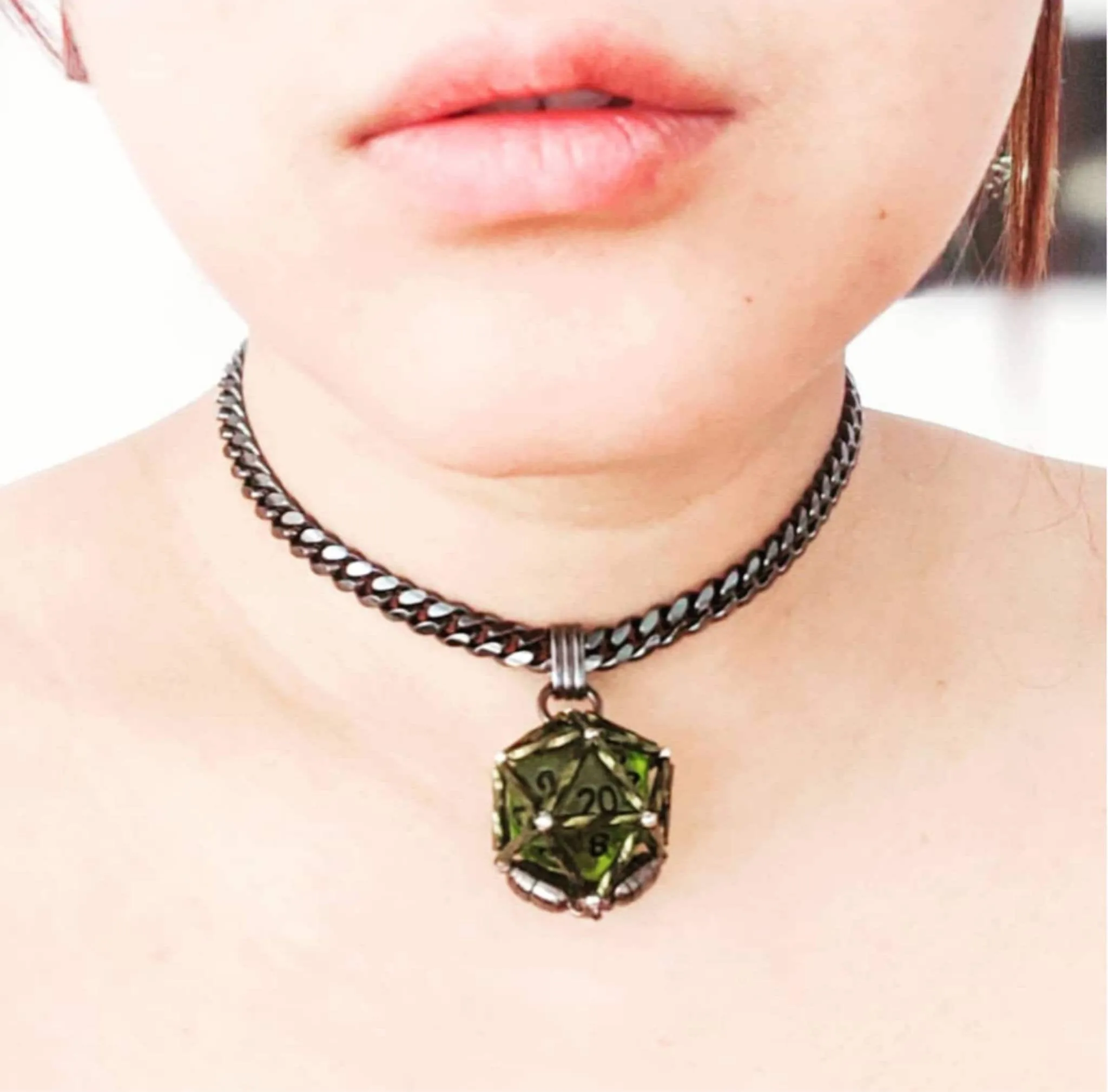 D20 Choker Necklace Heavy Chain
