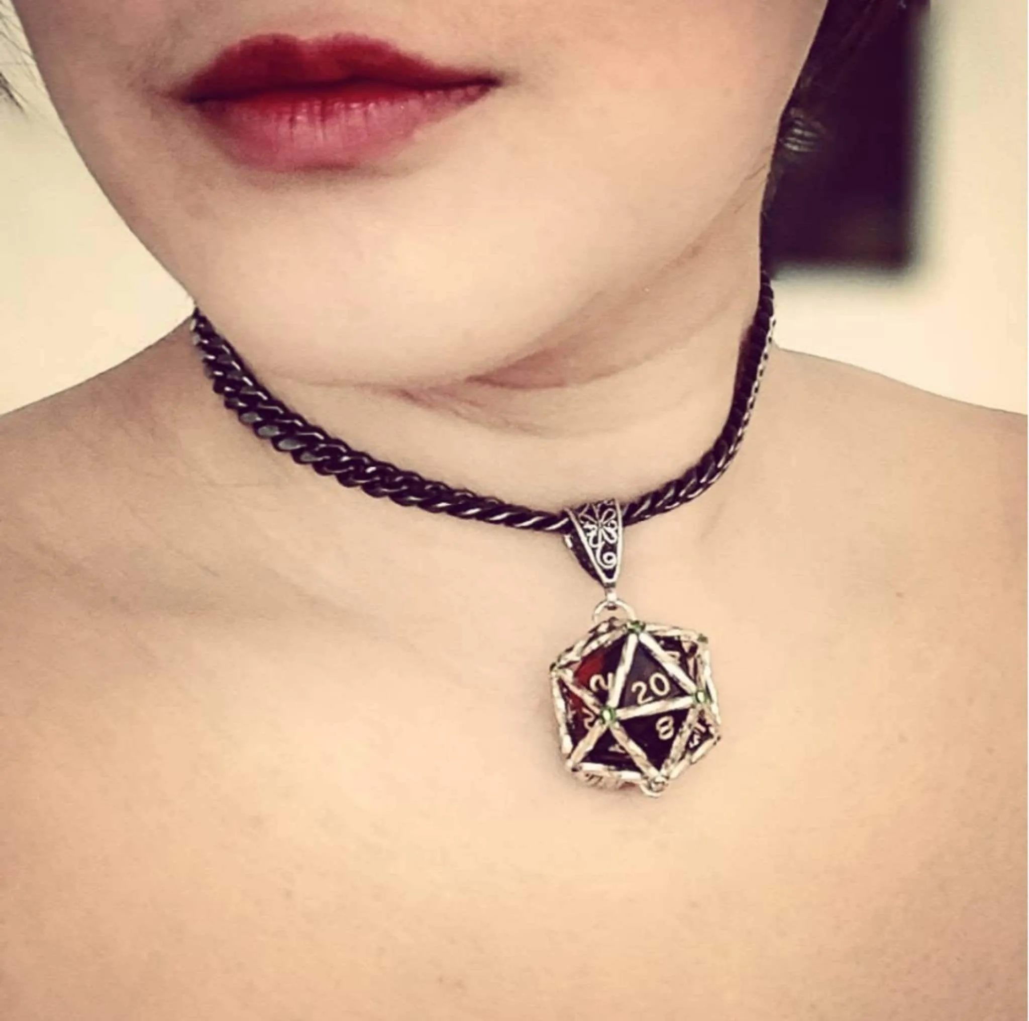 D20 Choker Necklace Heavy Chain