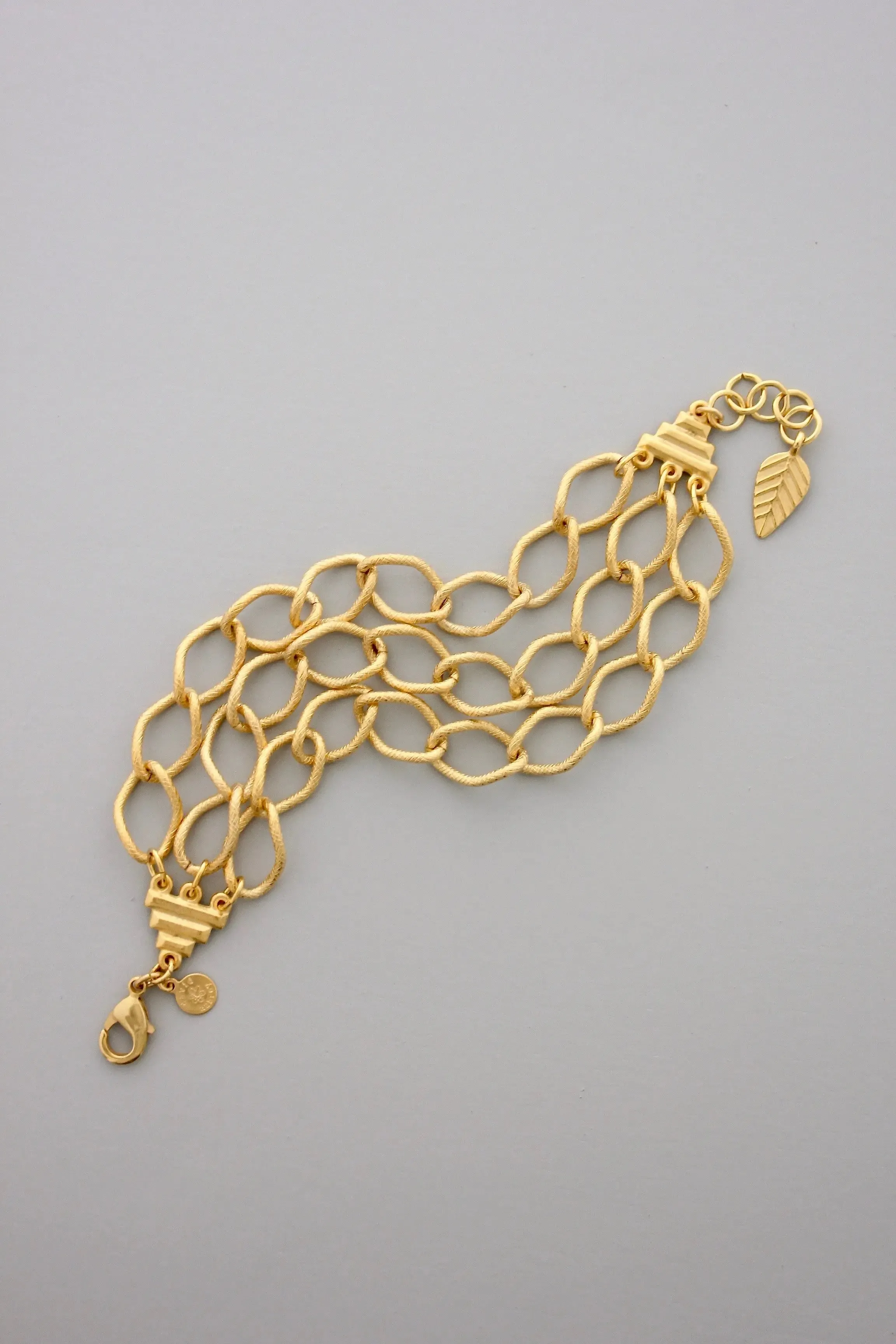 David Aubrey Triple Large Link Gold Bracelet
