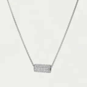 Dean Davidson Petite Pave Mini Tube Necklace in Wht Topaz/Silver