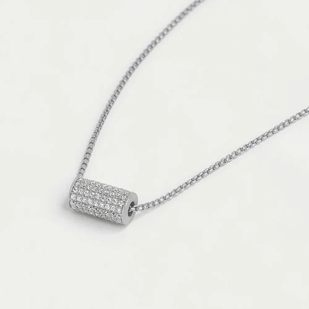 Dean Davidson Petite Pave Mini Tube Necklace in Wht Topaz/Silver