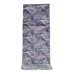 Deep Purple Paisley Printed Scarf With Pocket Square
