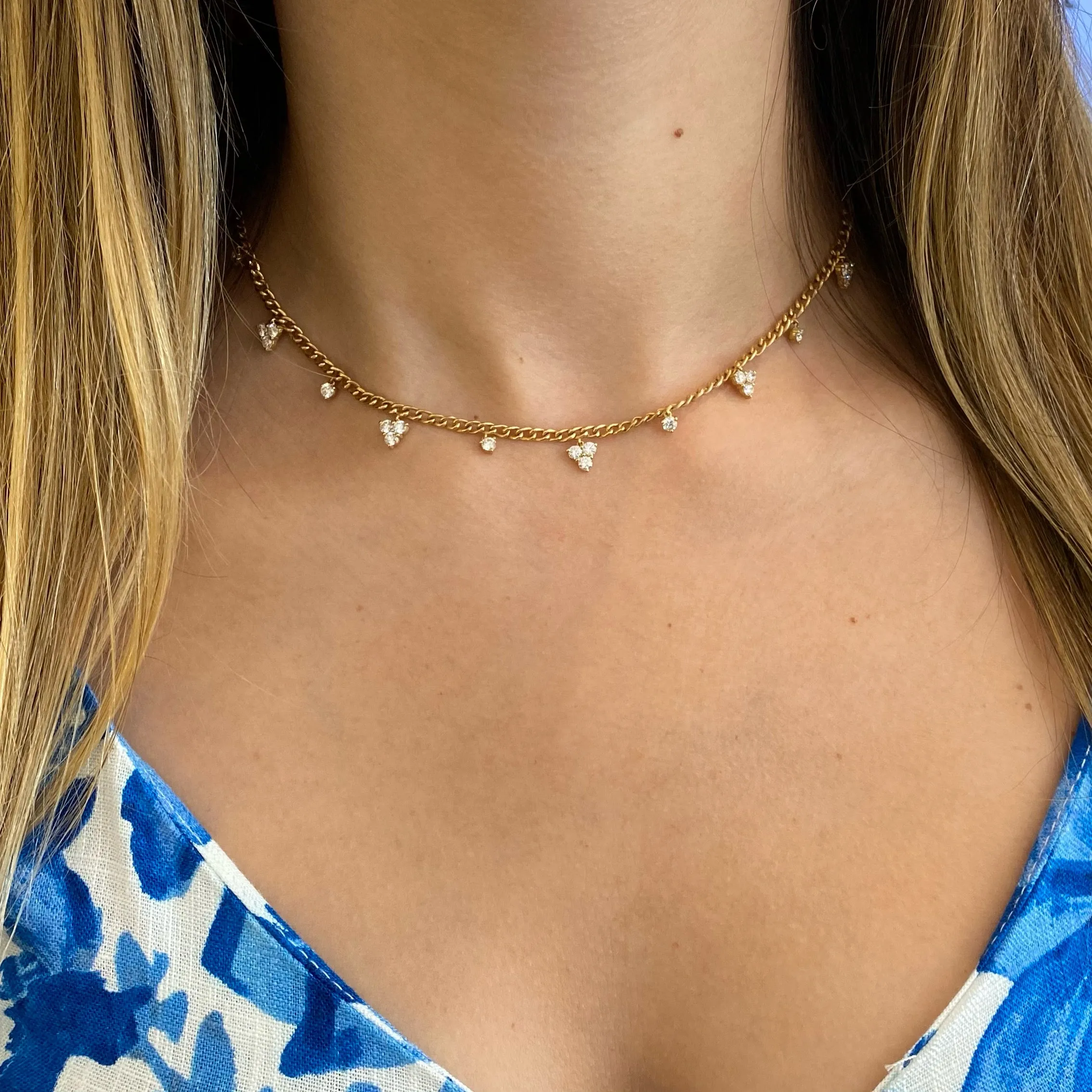 Diamond Cluster Drip Necklace
