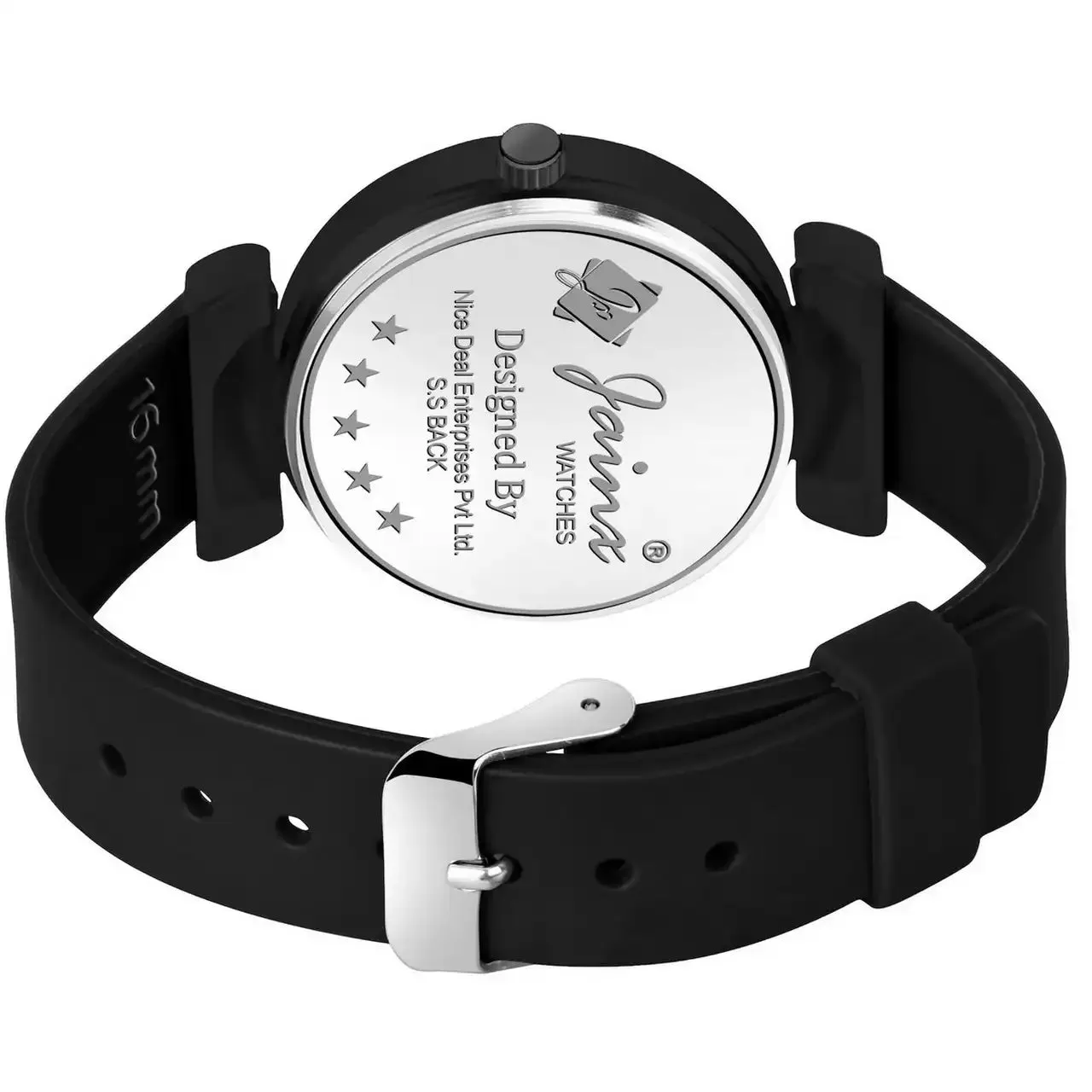 Dual Tone Dial Black Silicone Strap Analog Wrist Watch For Women - JW8570