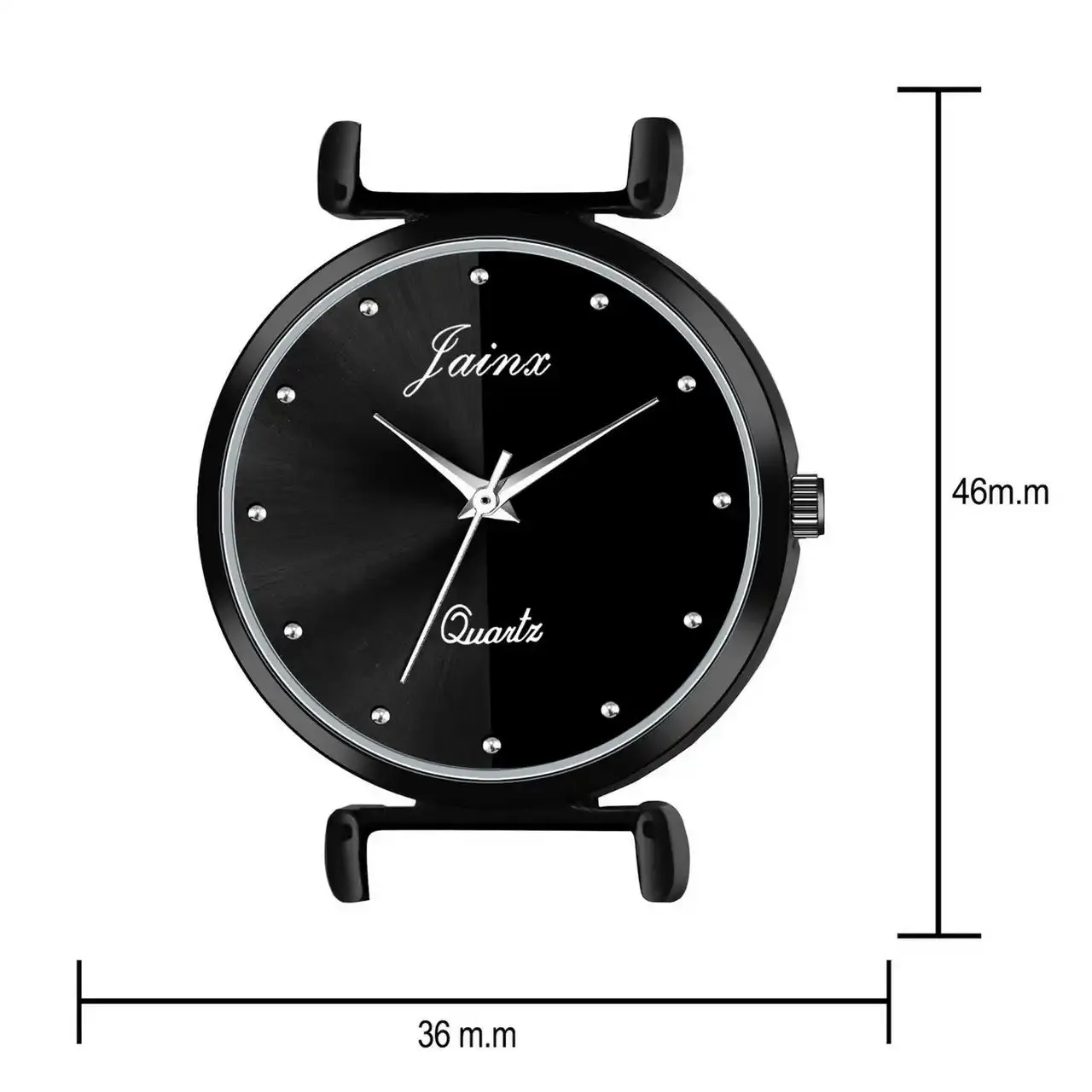 Dual Tone Dial Black Silicone Strap Analog Wrist Watch For Women - JW8570