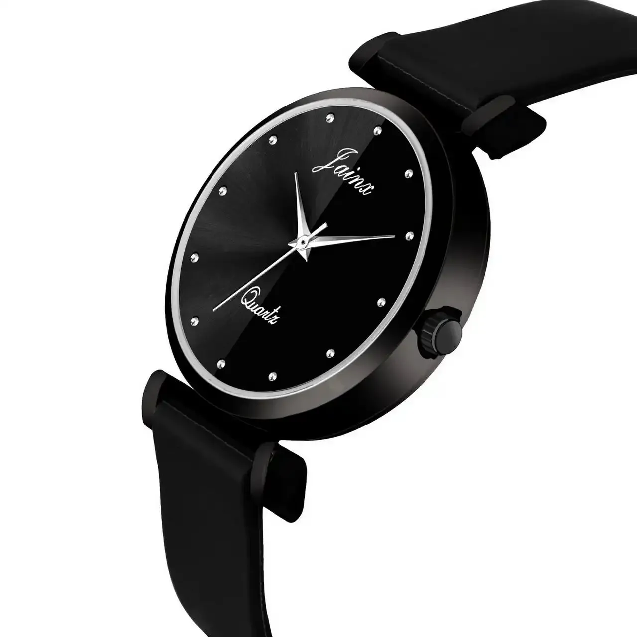Dual Tone Dial Black Silicone Strap Analog Wrist Watch For Women - JW8570