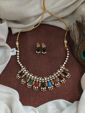 Elegant Victorian Solitaire and Floral Design Necklace Set