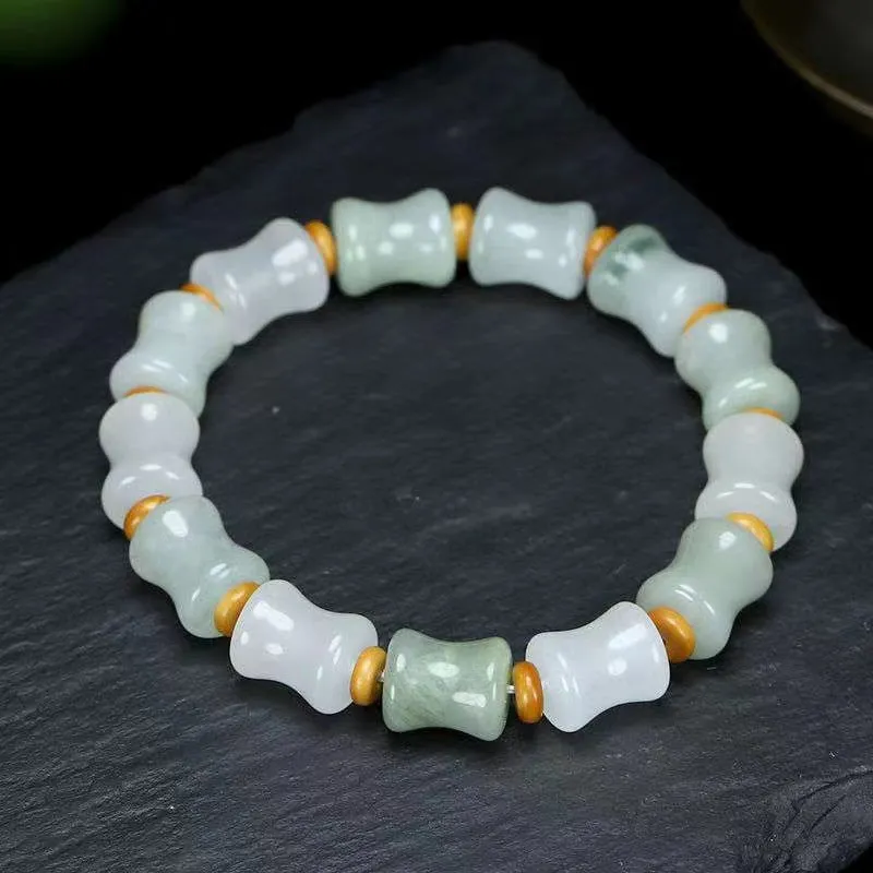 Elegant Vintage Tian Shan Cui Natural Jade Marrow Bracelet