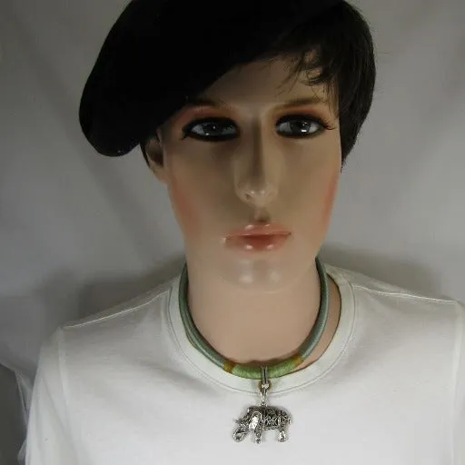 Elephant Pendant  on Silk Cord Necklace