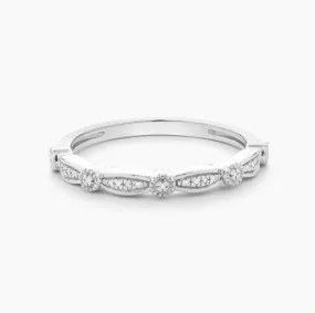 Ella Stein Sterling Silver Vintage Classic Diamond Stacker Ring (SI3844)