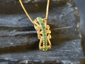 Emerald Crown Pendant - Natural Emerald Necklace, Gold Emerald Necklace