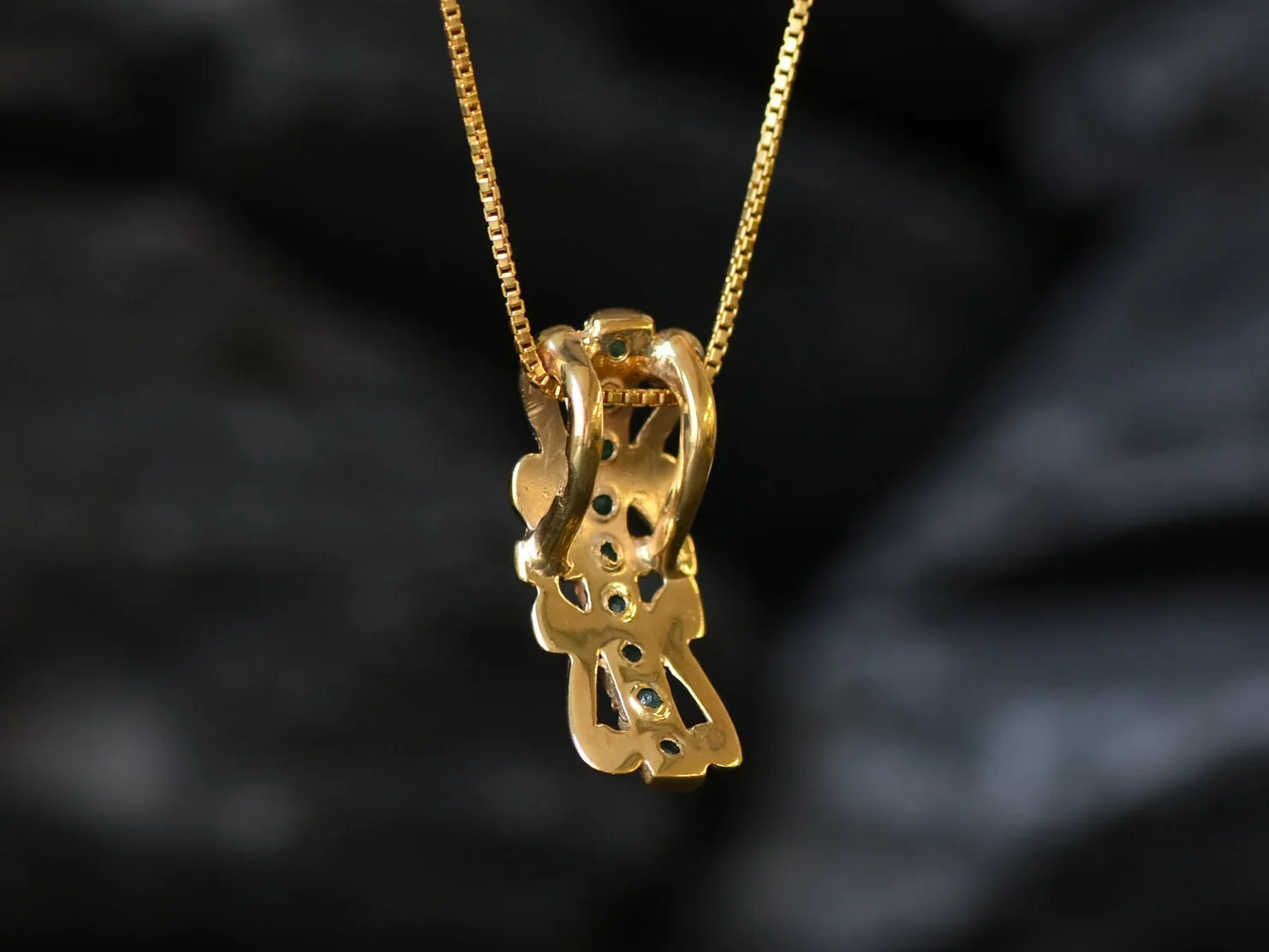 Emerald Crown Pendant - Natural Emerald Necklace, Gold Emerald Necklace