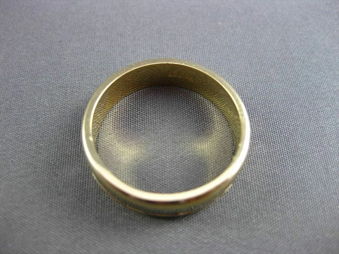 ESTATE WIDE 14KT WHITE & YELLOW GOLD HAMMER LOOK WEDDING ANNIVERSARY RING #23538