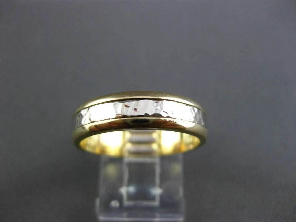 ESTATE WIDE 14KT WHITE & YELLOW GOLD HAMMER LOOK WEDDING ANNIVERSARY RING #23538