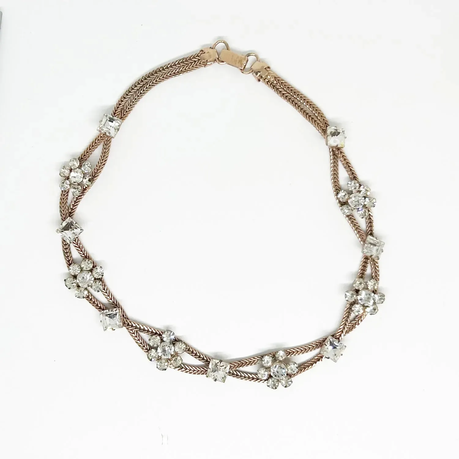 Exquisite Vintage Rhinestone Braided Necklace