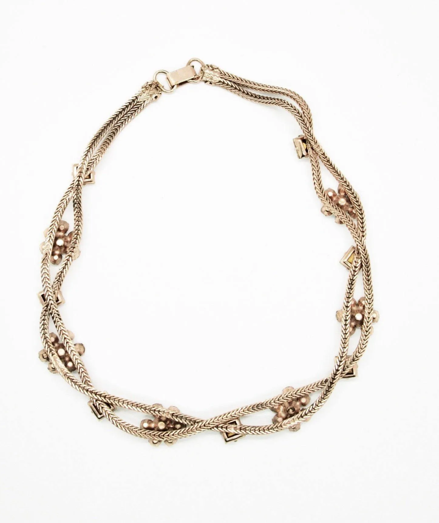 Exquisite Vintage Rhinestone Braided Necklace