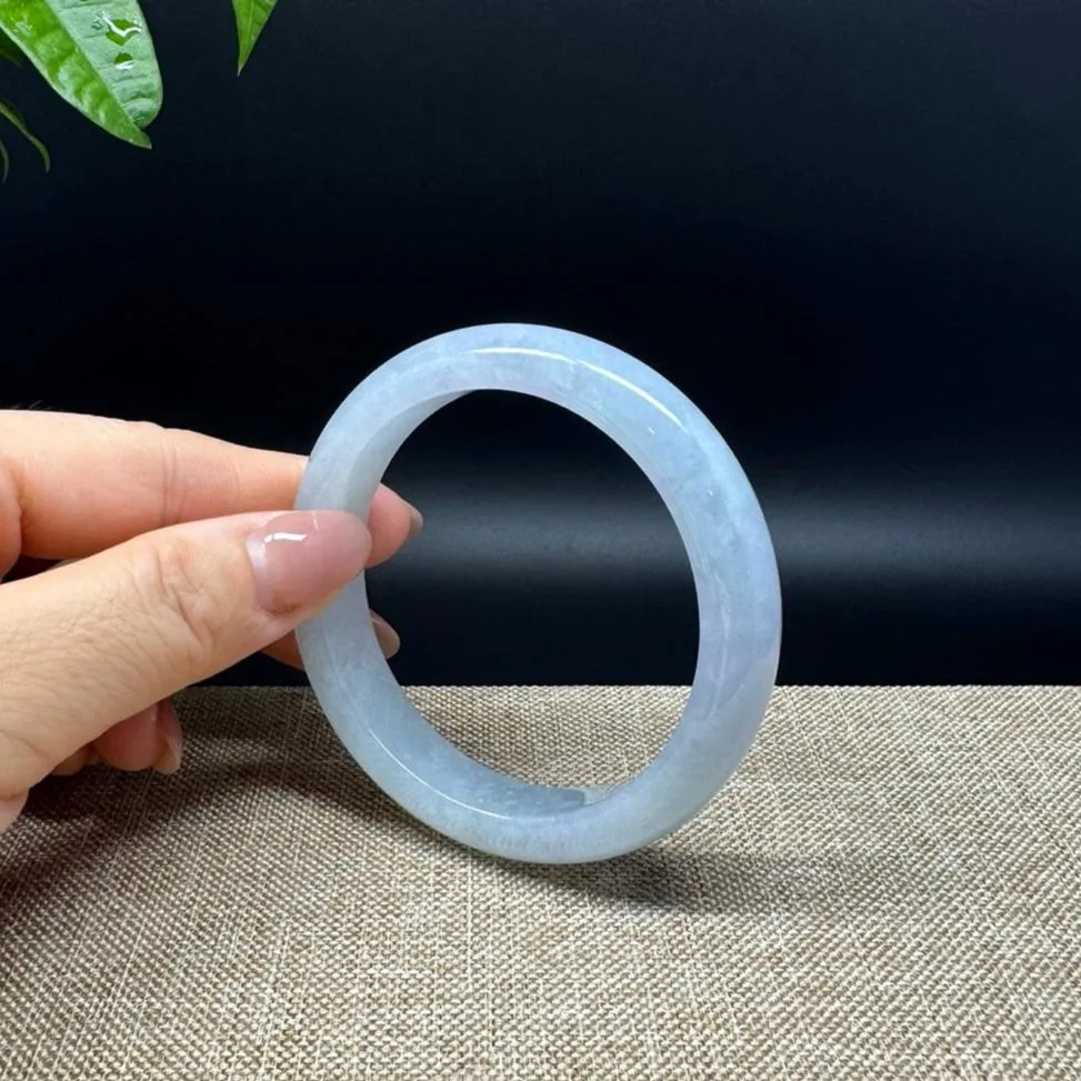 Genuine Burmese Ice Lavender Green Jade Jadeite Bangle Bracelet ( 56.3mm )