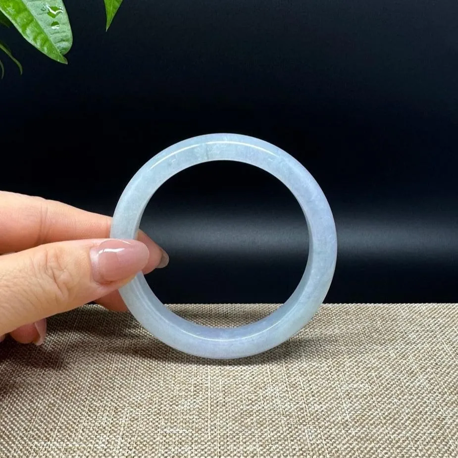 Genuine Burmese Ice Lavender Green Jade Jadeite Bangle Bracelet ( 56.3mm )