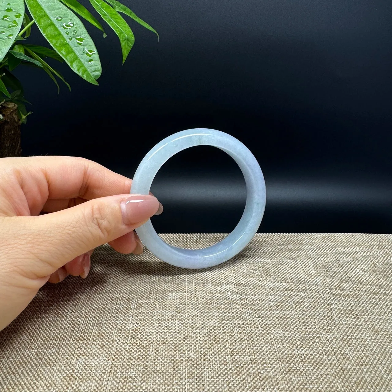 Genuine Burmese Ice Lavender Green Jade Jadeite Bangle Bracelet ( 56.3mm )