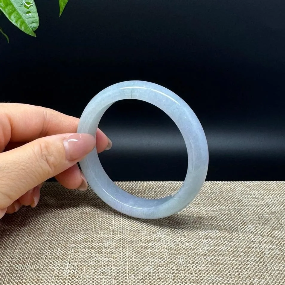 Genuine Burmese Ice Lavender Green Jade Jadeite Bangle Bracelet ( 56.3mm )