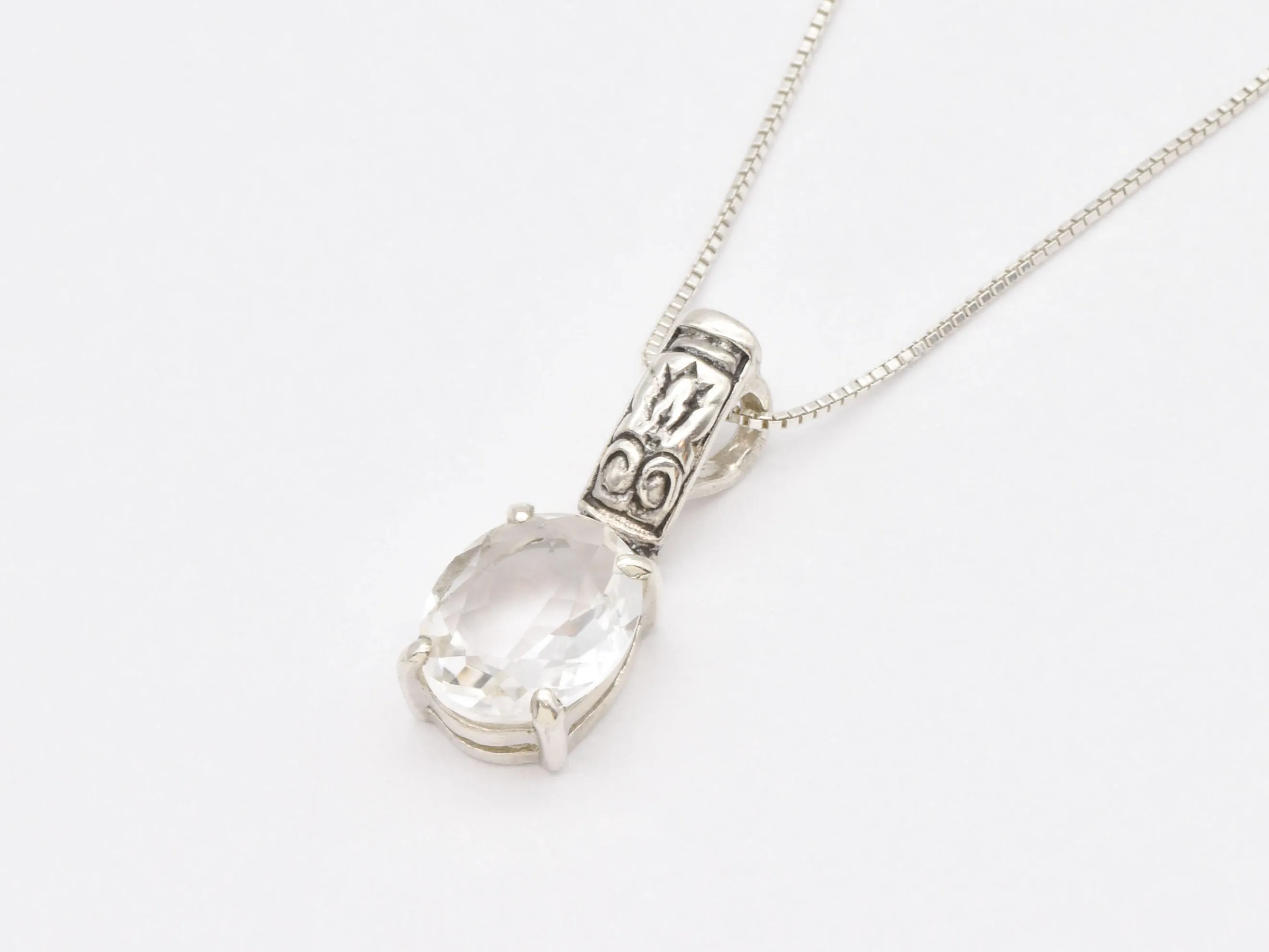 Genuine Topaz Pendant - Sparkly Boho Necklace - White Tribal Necklacce
