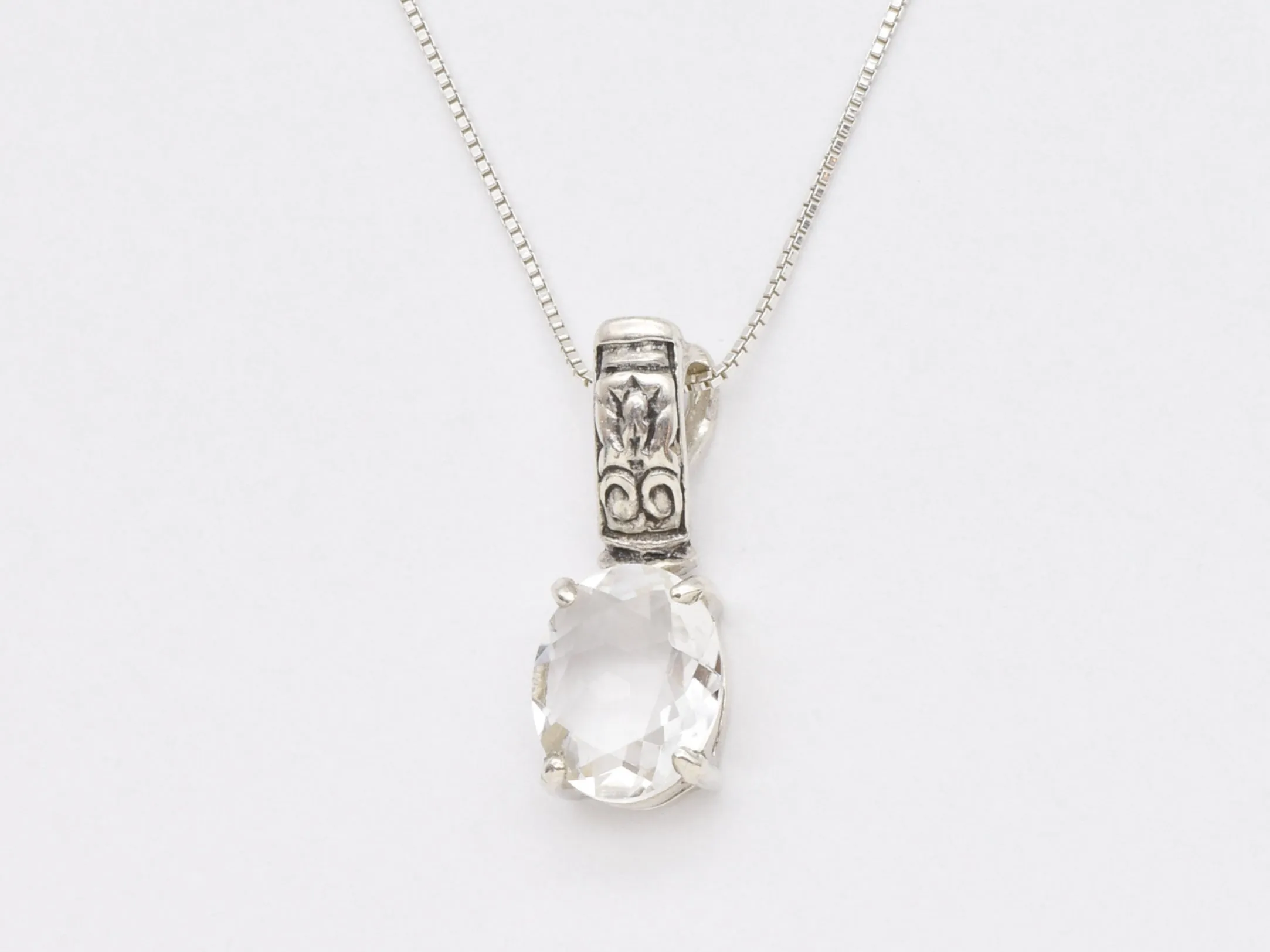 Genuine Topaz Pendant - Sparkly Boho Necklace - White Tribal Necklacce