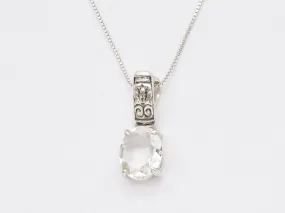Genuine Topaz Pendant - Sparkly Boho Necklace - White Tribal Necklacce