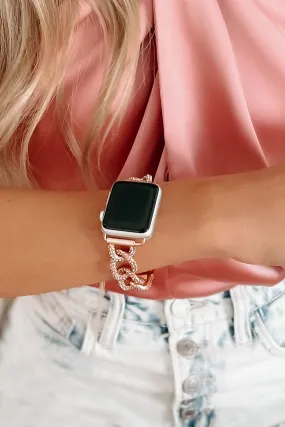 Glamour Hour Rhinestone Chain Apple Watch Band (Gold)